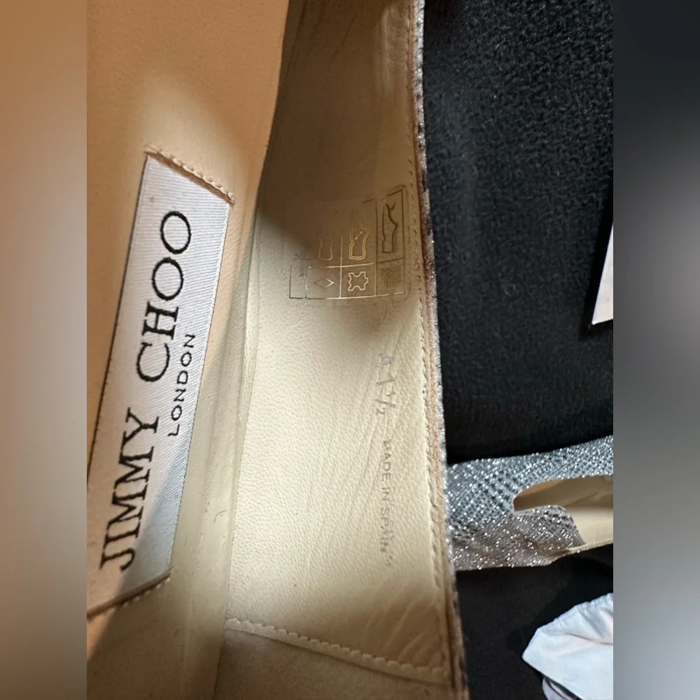 Jimmy Choo Prince of Stars Silver Glitter Loafers Size 10.5
